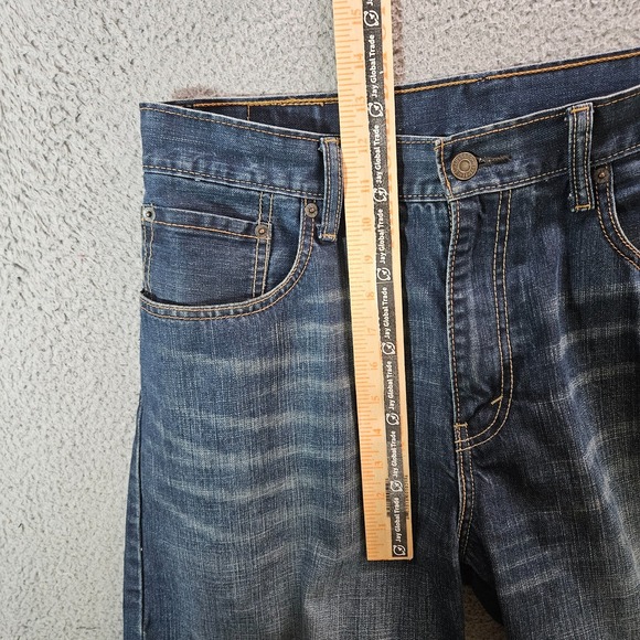 Levi's 569 Shorts Men 32 x 12 Zip Fly Broken Line Blue Baggy Y2K - Picture 4 of 9